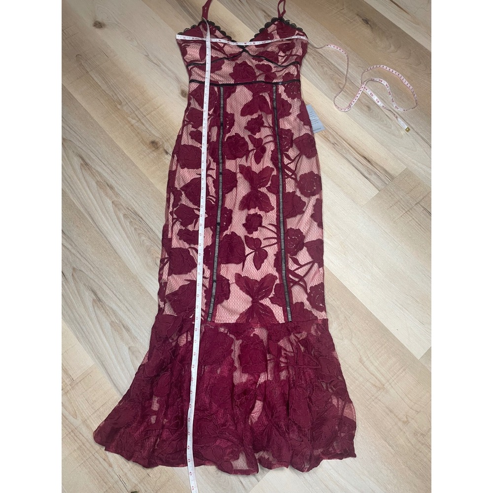 Lulus Alluring Dream Floral Mesh Lace Midi Dress Burgundy XS NWT - Picture 9 of 12